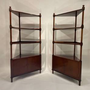 A Pair of 1950s Spanish Corner Cabinets by Pierre Lottier